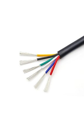 Installatiekabel  0,75mm² 18AWG 6-aderige ronde installatie kabel met PVC bescherming en koperen kern  - 100cm (tot 100m op rol)
