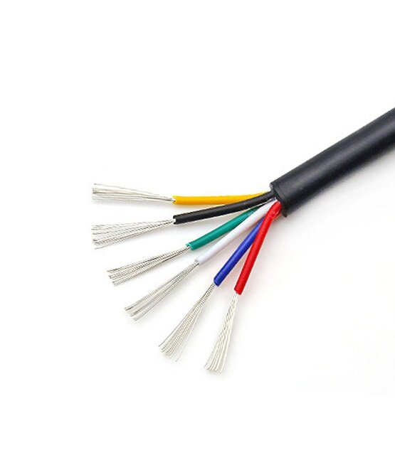 Installatiekabel  0,75mm² 18AWG 6-aderige ronde installatie kabel met PVC bescherming en koperen kern  - 100cm (tot 100m op rol)
