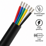 Installatiekabel  0,75mm² 18AWG 6-aderige ronde installatie kabel met PVC bescherming en koperen kern  - 100cm (tot 100m op rol)