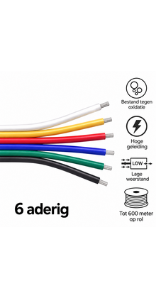 RGBCCT Kabel 6-polig, YZWL 4x0,35mm - 22AWG - 1 meter tot 600 meter