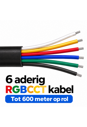 RGBCCT Kabel 6-polig, YZWL 4x0,35mm - 22AWG - 1 meter tot 600 meter