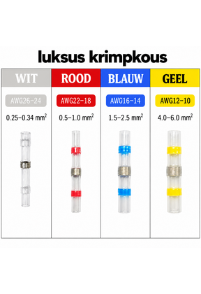LED kabelverbinders, waterdicht geïsoleerd, 4 maten, 26-10 AWG, soldeerverbinders met krimpslang, krimpkous, krimpverbinders voor 12V, 24V, 48V