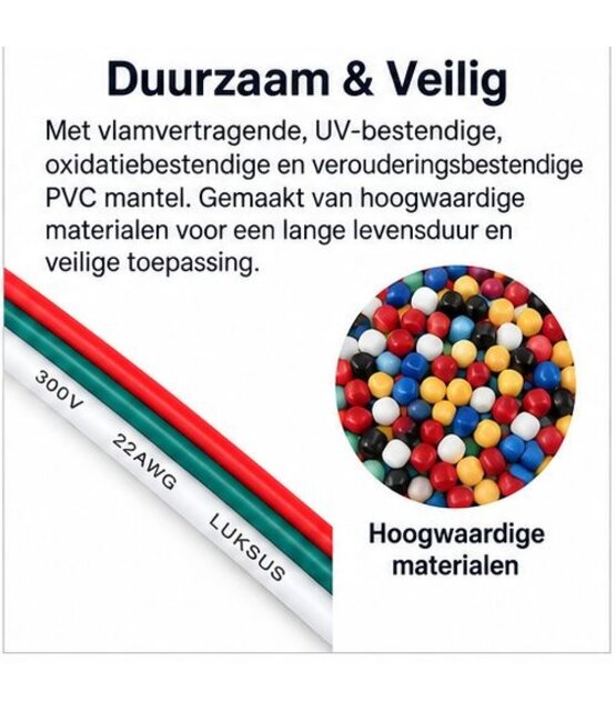 Dual white - CCT LED strip aansluitkabel 3-polig - 0,5 mm2 1 meter - voor dual white LED strips
