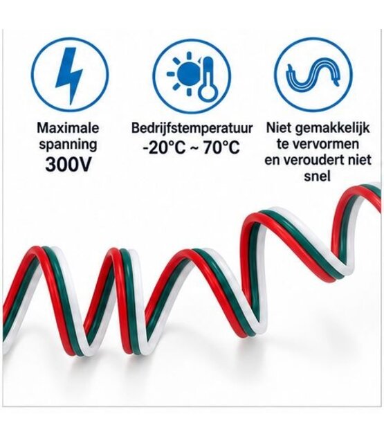 Dual white - CCT LED strip aansluitkabel 3-polig - 0,5 mm2 1 meter - voor dual white LED strips