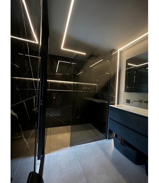 Extra smal LED tegel en stuc profiel inclusief klikafdekking 29,70mm x 9,85mm - SLIMSTUC300