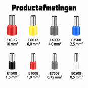 Adereindhulzen voor LED kabels van 0,25 tot 10 mm²