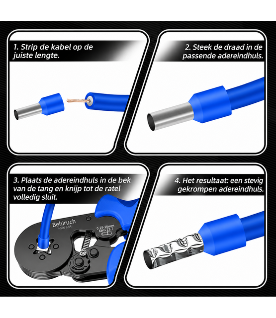 Adereindhulzen voor LED kabels van 0,25 tot 10 mm²