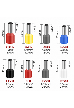 Adereindhulzen voor LED kabels van 0,25 tot 10 mm²