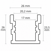 Overrijdbaar LED profiel 2 meter met extra dikke klikafdekking 26 mm x 26 mm - PA3