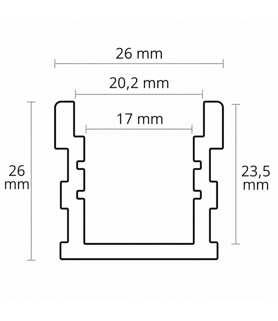 Overrijdbaar LED profiel 2 meter met extra dikke klikafdekking 26 mm x 26 mm - PA3