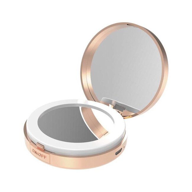 Postdrogist Huismerk Luxe Ronde Make up Spiegel LED 75 * 21.5mm USB Oplaadbaar KLEIN