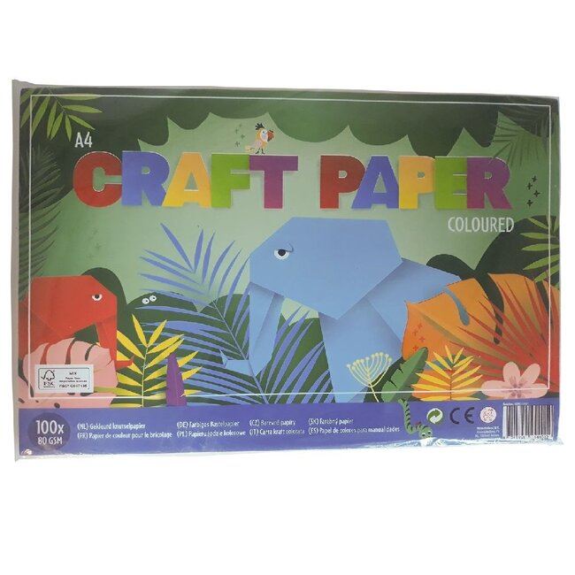 merkloos Knutselpapier Gekleurd 100vel A4