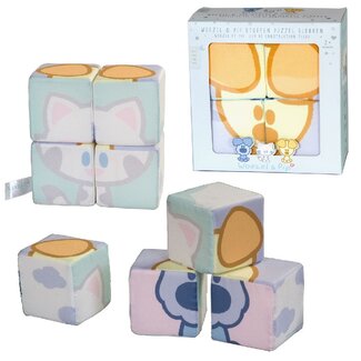 Rubo Toys Woezel en Pip Baby Stoffen Blokken Puzzel