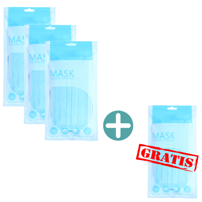 merkloos Mask Wegwerp 3 -laags Mondkapjes 30 Stuks + 10 Stuks Gratis