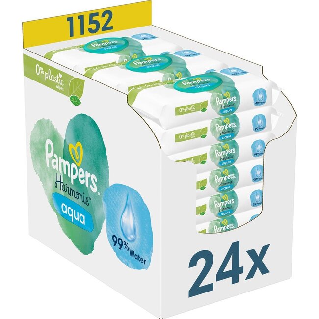 Pampers Pampers Harmonie Aqua Babydoekjes - 24 Verpakkingen - 1152 Babydoekjes