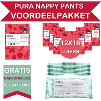 Pura Pura Nappy Pants Voordeelpakket - 2 Maandboxen Maat 7 Nappy Pants + Gratis 672 Pura Babydoekjes