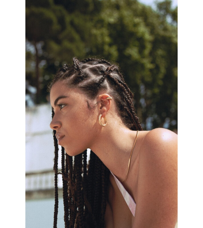 T.I.T.S. TITS Rope Twist Hoop Earring Gold