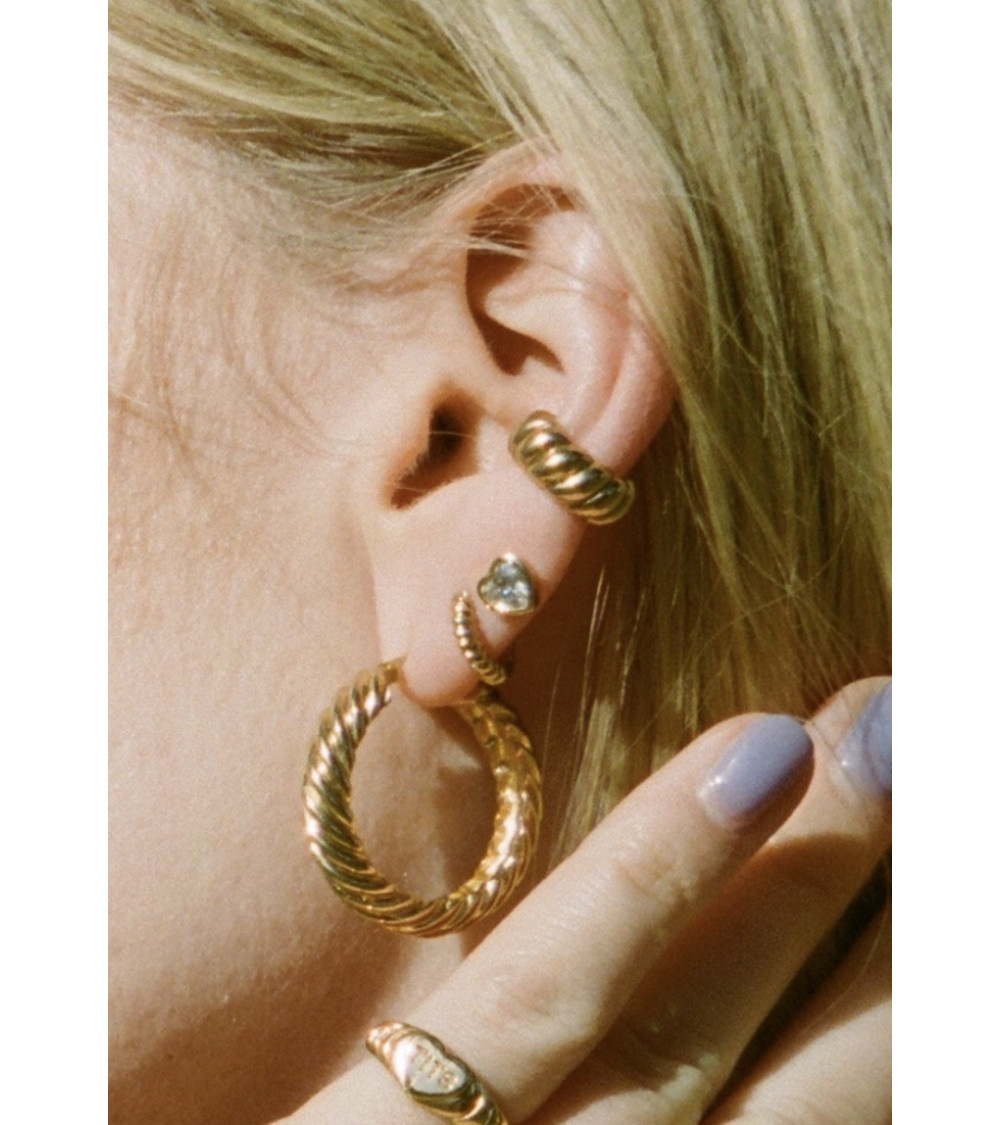 T.I.T.S. TITS Rope Twist Hoop Earring Gold