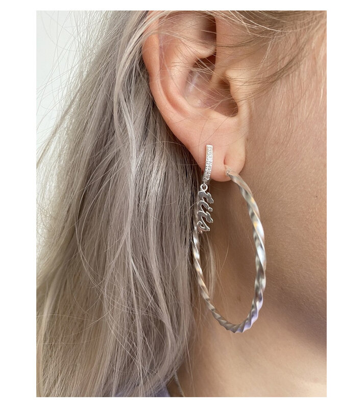T.I.T.S. T.I.T.S. Tits Crystal Earring Silver