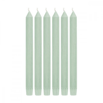 Dining candles light green long set of 6