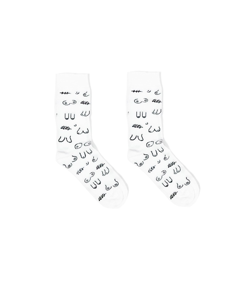 T.I.T.S. TITS Boob Socks White