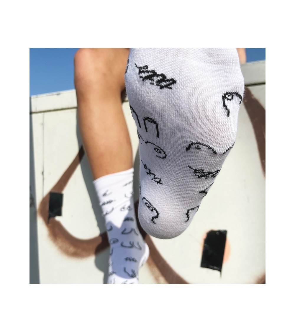 T.I.T.S. TITS Boob Socks White