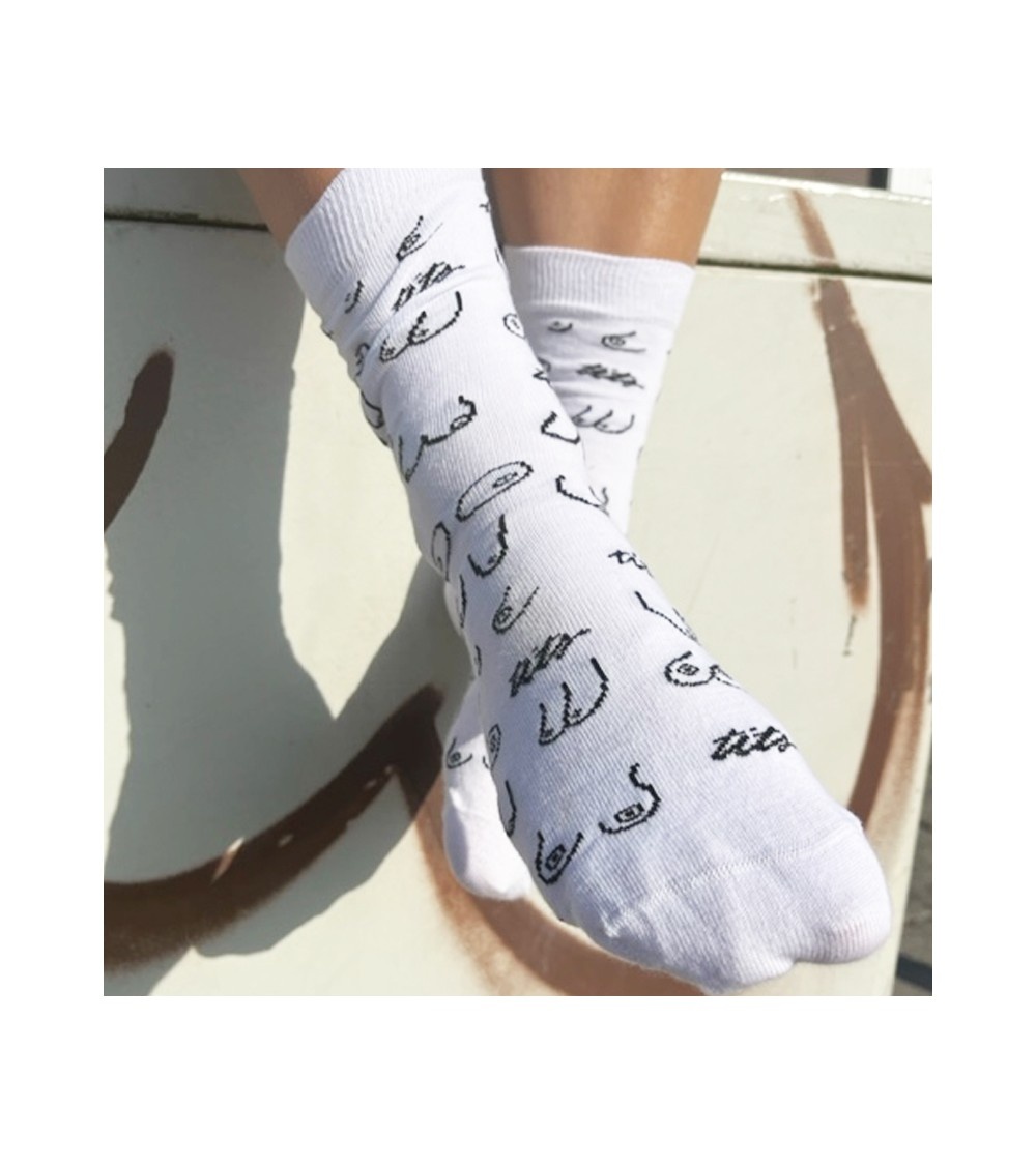 T.I.T.S. TITS Boob Socks White