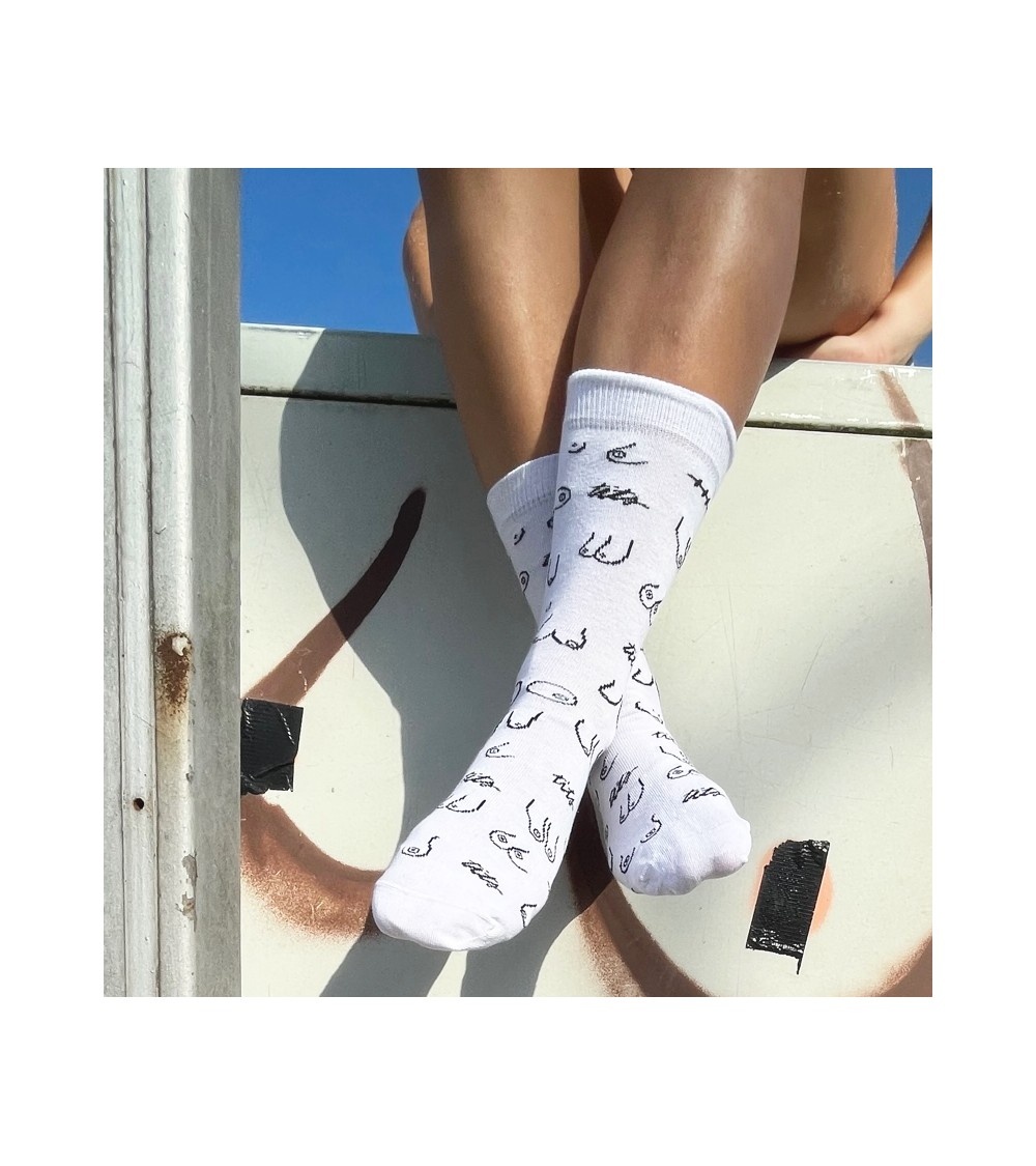 T.I.T.S. TITS Boob Socks White