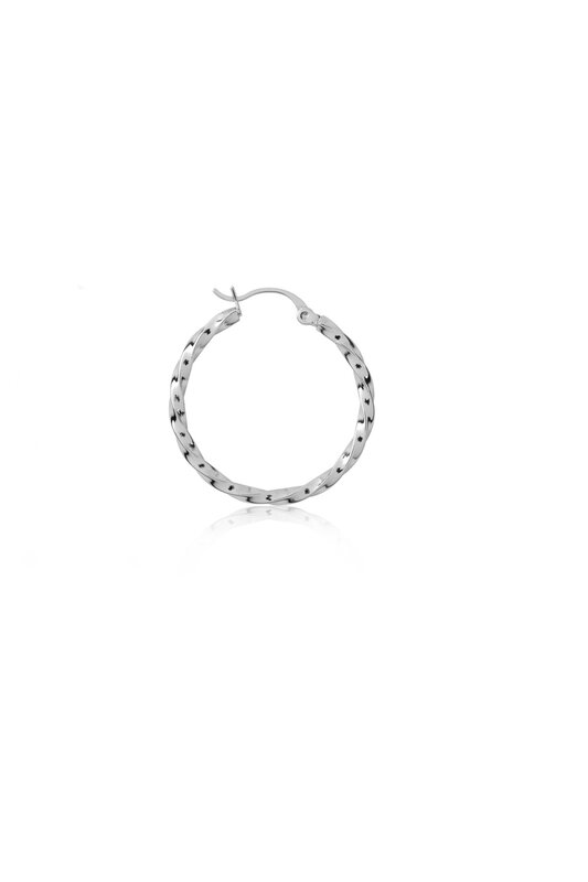T.I.T.S. TITS Twist Hoop Oorbel Zilver Medium