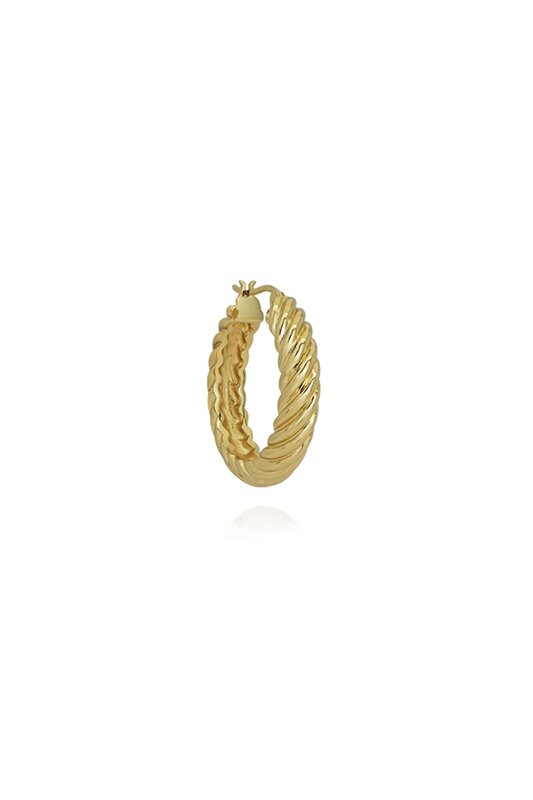 T.I.T.S. TITS Rope Twist Hoop Earring Gold