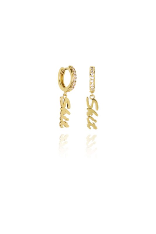 T.I.T.S. TITS Shit Crystal Earring Gold