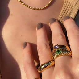 T.I.T.S. T.I.T.S. Tits Croissant Heart Ring Gold