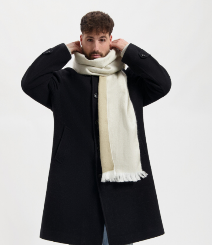 Alpaca Loca Dubbelzijdige sjaal Beige en Wit