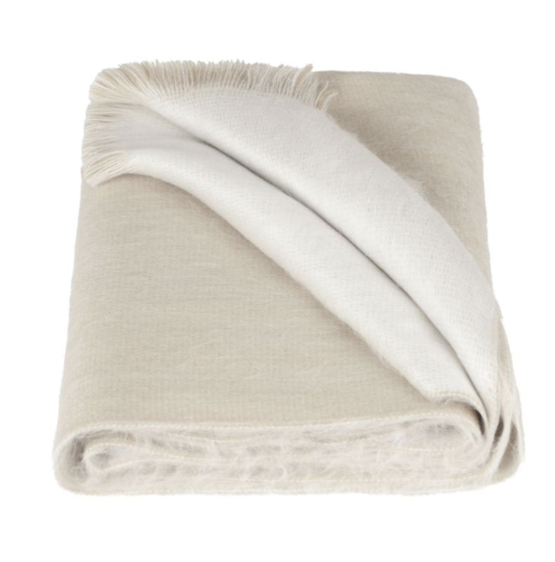 Alpaca Loca Dubbelzijdige sjaal Beige en Wit