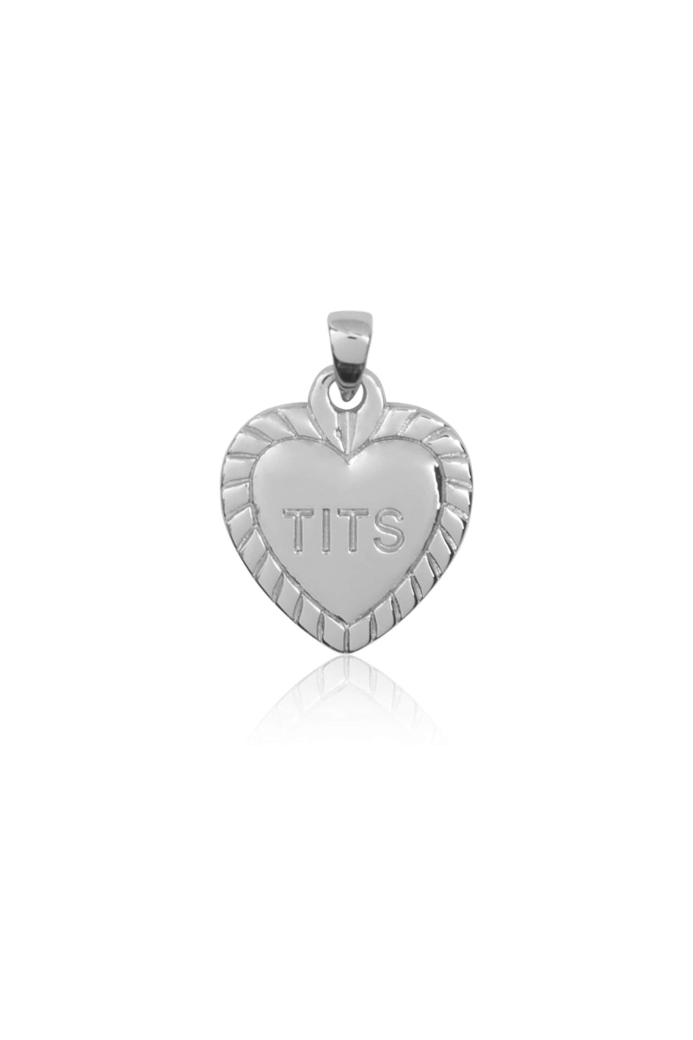 T.I.T.S. TITS Heart Pendant for Necklace Silver