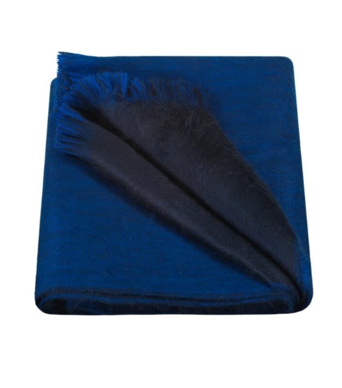 Alpaca Loca Smalle Sjaal Dubbelzijdig Kobalt Blauw
