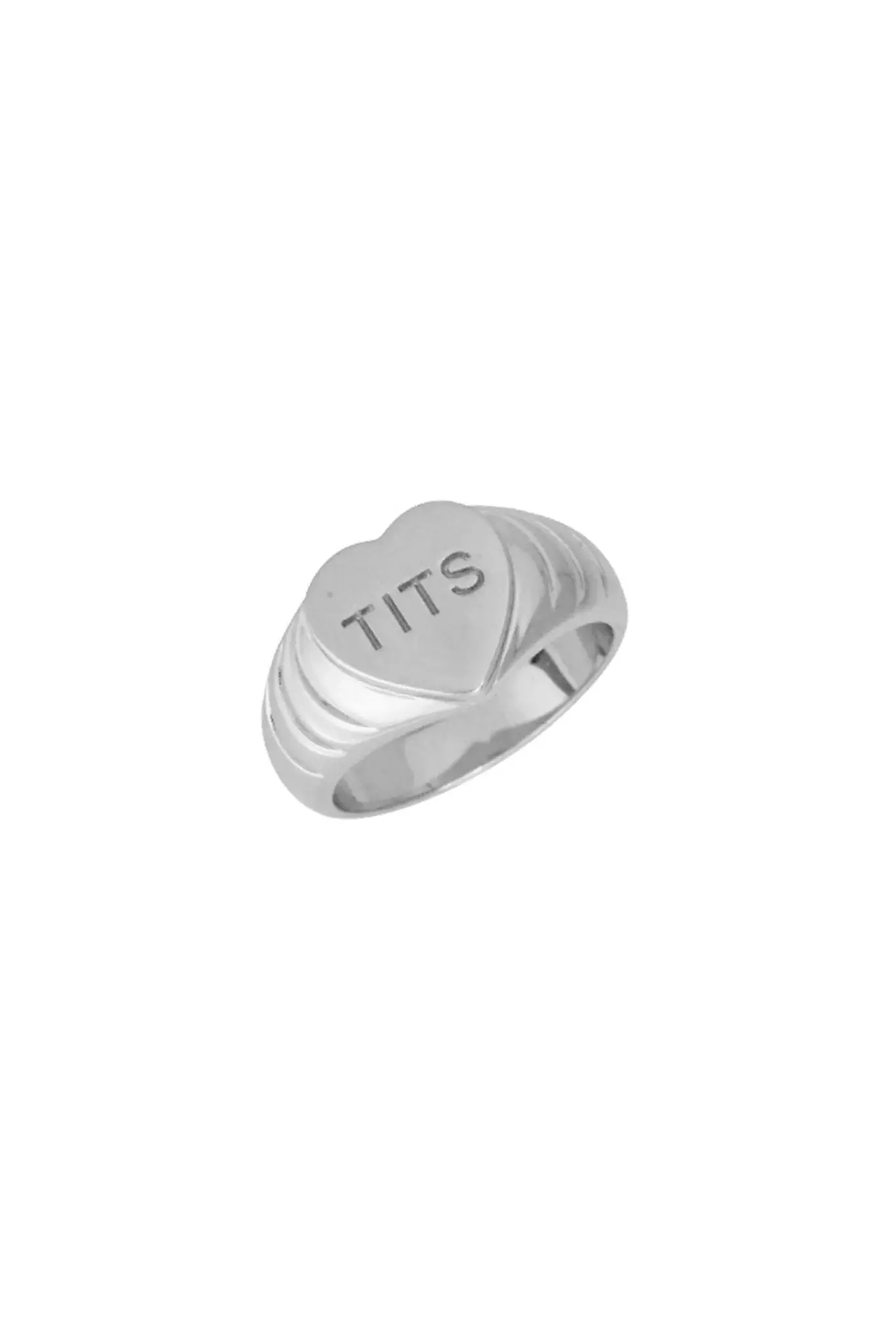 T.I.T.S. T.I.T.S. Tits Big Heart Ring Zilver