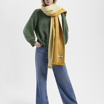 Alpaca Loca Scarf Double Ochre and Natural