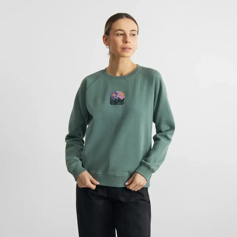 Dedicated Dedicated Sweatshirt Ystad Daffodil Flowers EMB Forest