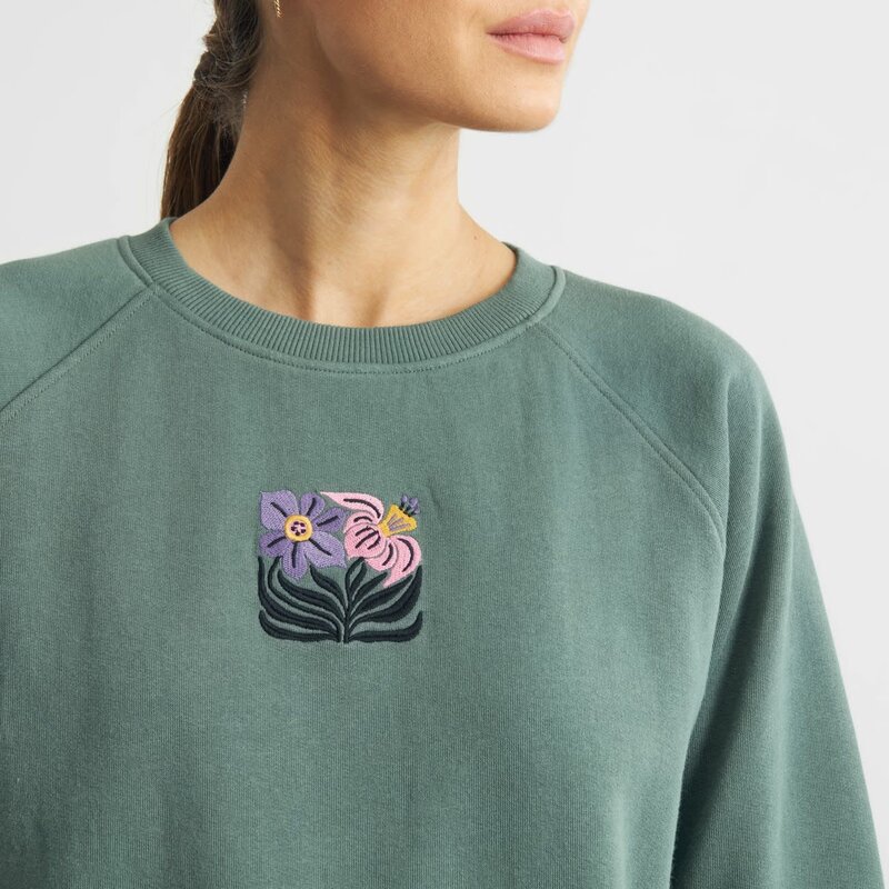 Dedicated Dedicated Sweatshirt Ystad Daffodil Flowers EMB Forest