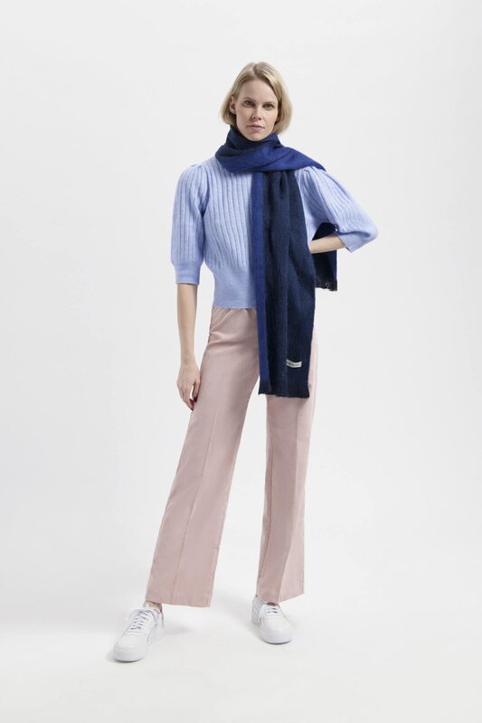 Alpaca Loca Smalle Sjaal Dubbelzijdig Kobalt Blauw