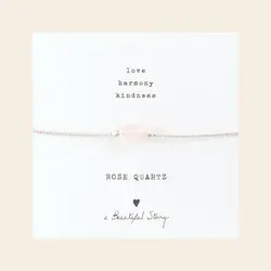 A Beautiful Story Gemstone Card Rozenkwarts Armband Zilver