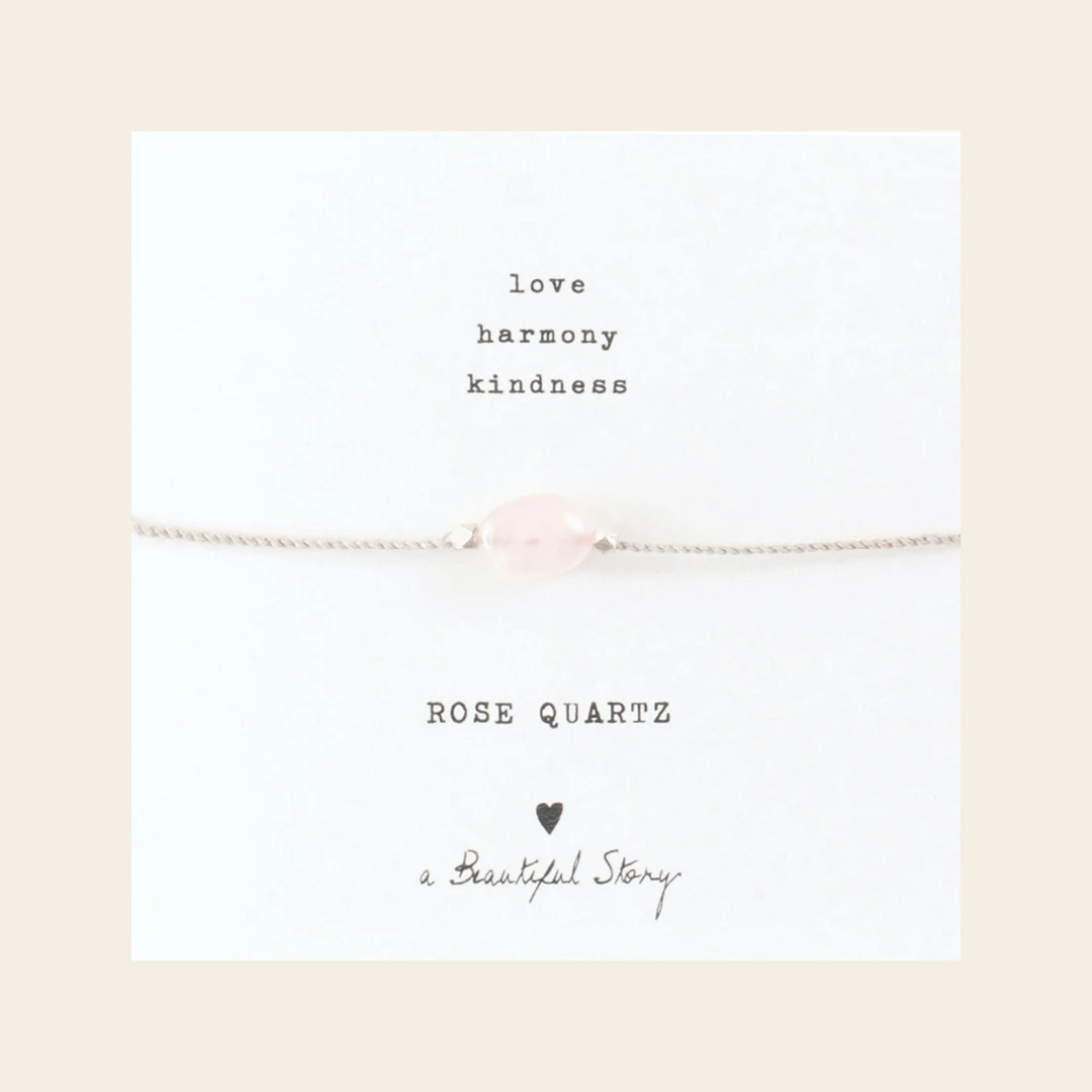A Beautiful Story A beautiful story Gemstone Card Rose Quartz Silver Bracelet