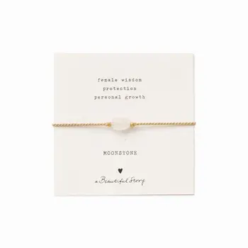 A Beautiful Story Gemstone Card Moonstone Armband Goud