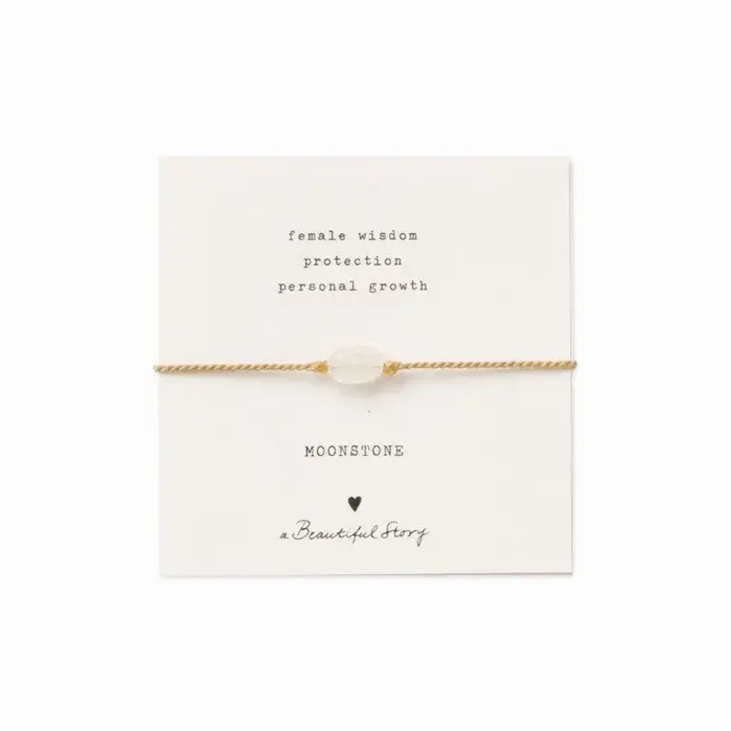 A Beautiful Story A Beautiful Story Gemstone Card Moonstone Armband Goud