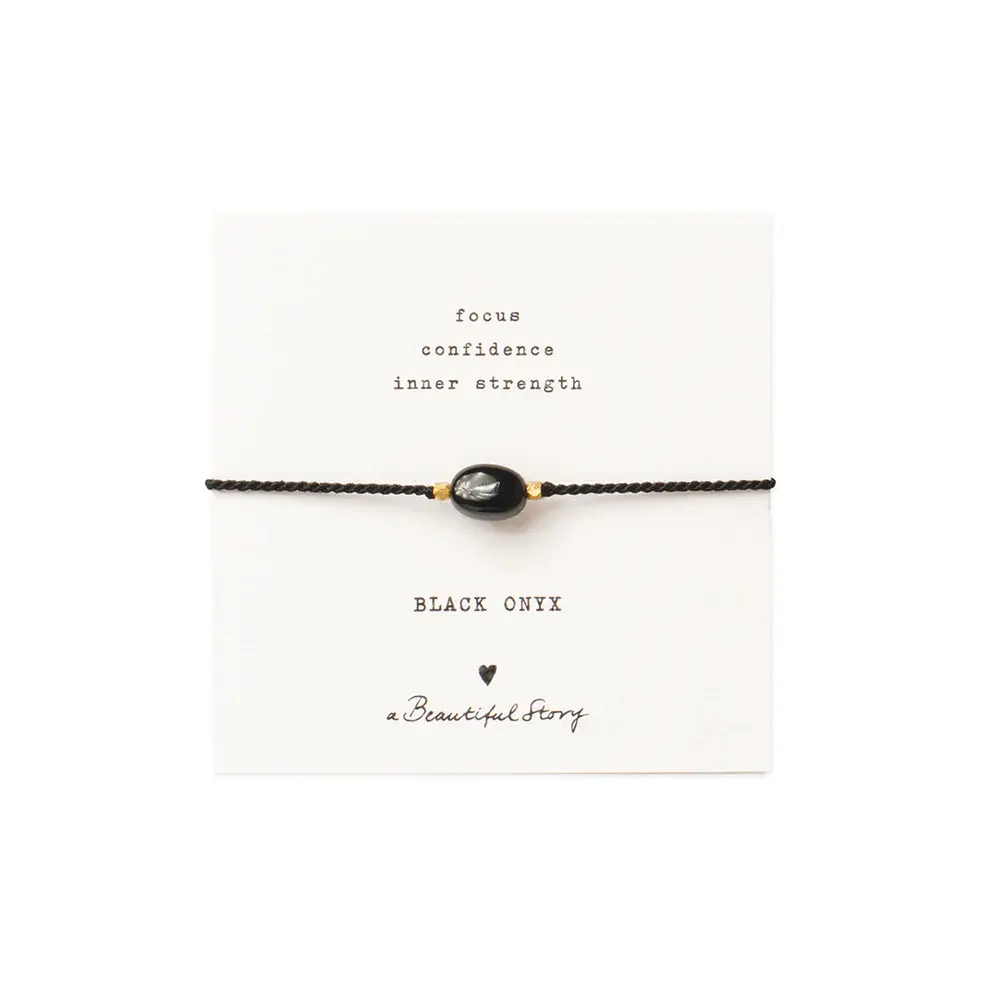 A Beautiful Story A Beautiful Story Gemstone Card Black Onyx gold bracelet