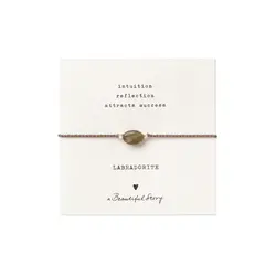A Beautiful Story Gemstone Card Labradorite Silver Bracelet
