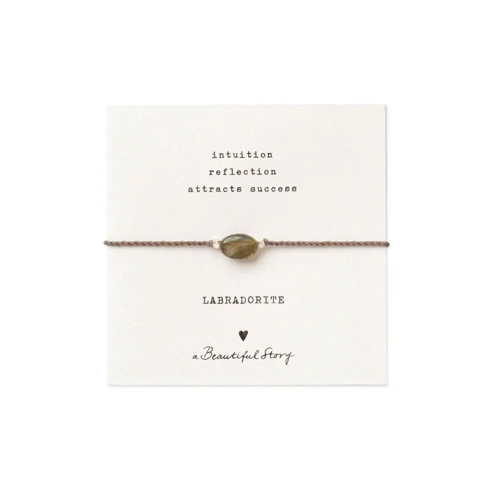A Beautiful Story A Beautiful Story Gemstone Card Labradorite Silver Bracelet