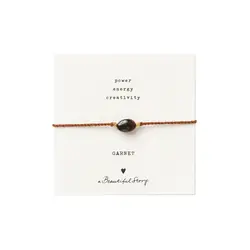 A Beautiful Story Gemstone Card Garnet Gold Bracelet