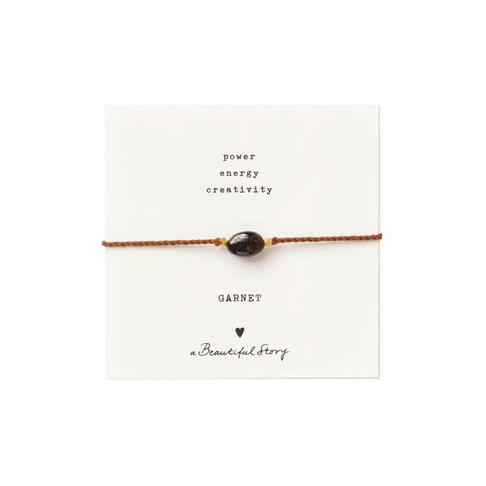 A Beautiful Story A  Beautiful Story Gemstone Card Garnet Gold Bracelet
